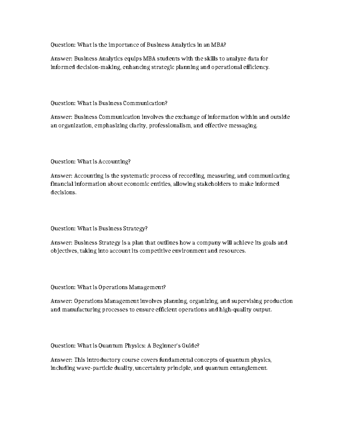 MBA Course Insights: Business Analytics, Communication & Strategy - Studocu