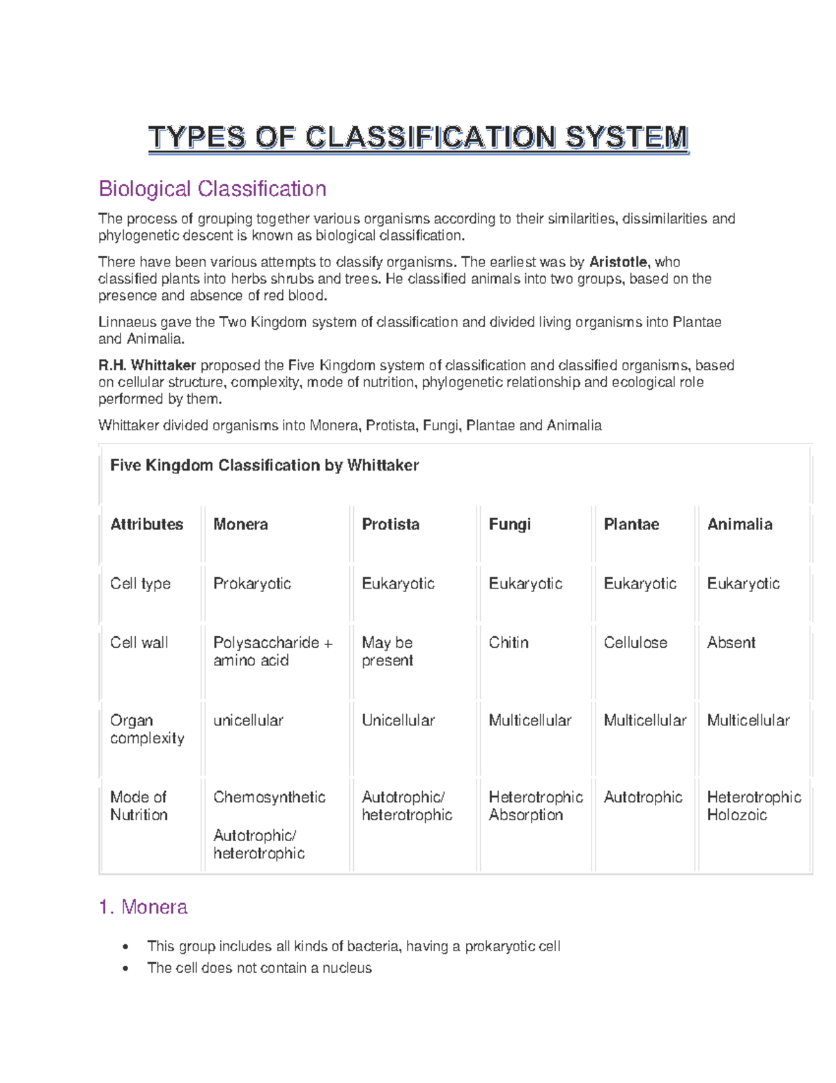 Biological Classification: Key Concepts and Systems Overview - Studocu