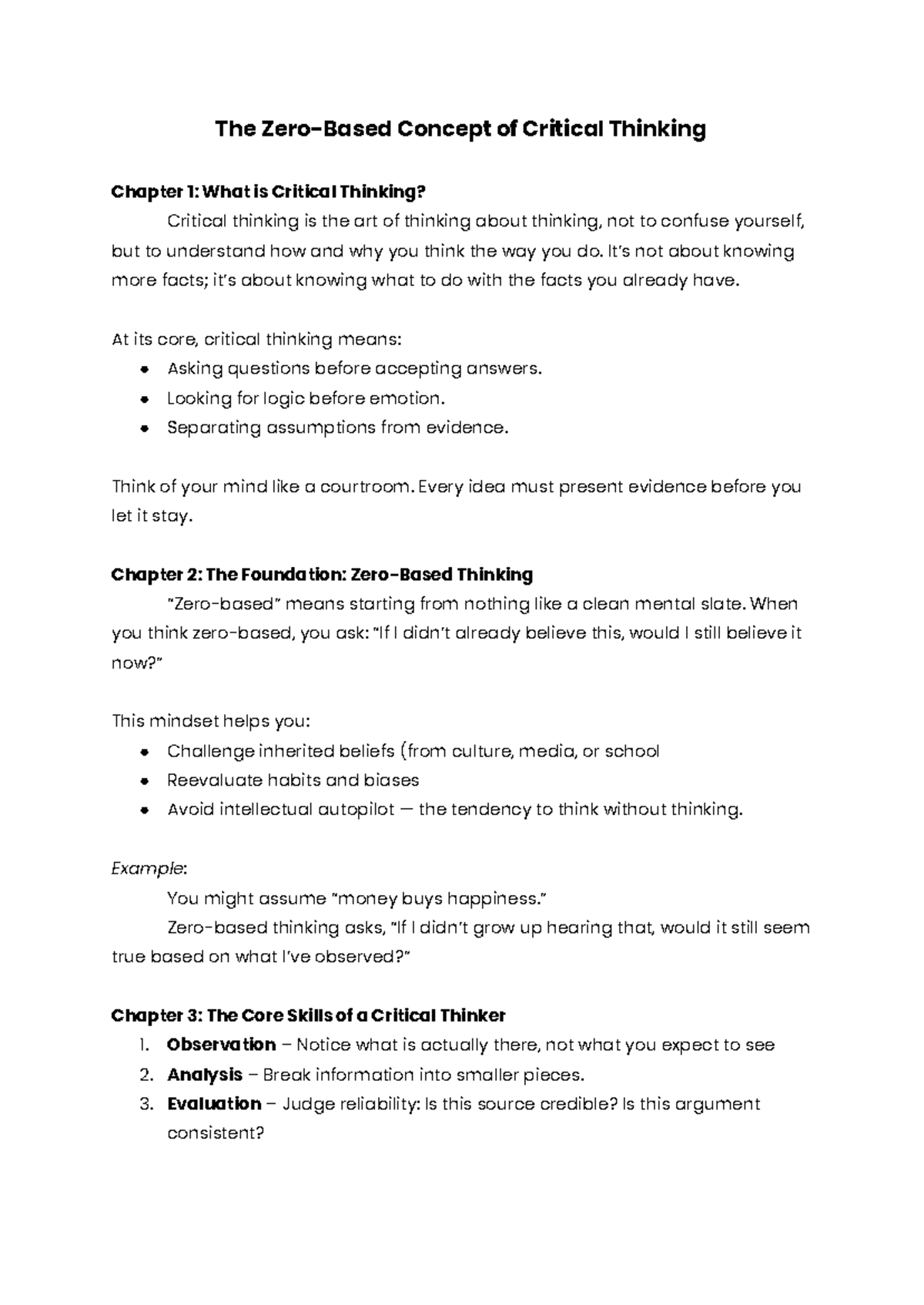 Critical Thinking Concepts: Chapter 1-6 Overview - Studocu