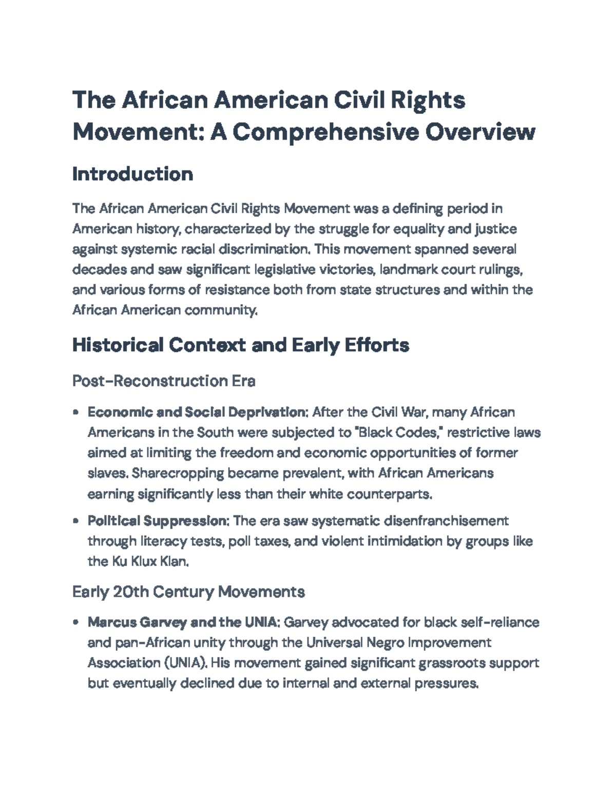 A Comprehensive Overview of the African American Civil Rights Movement ...