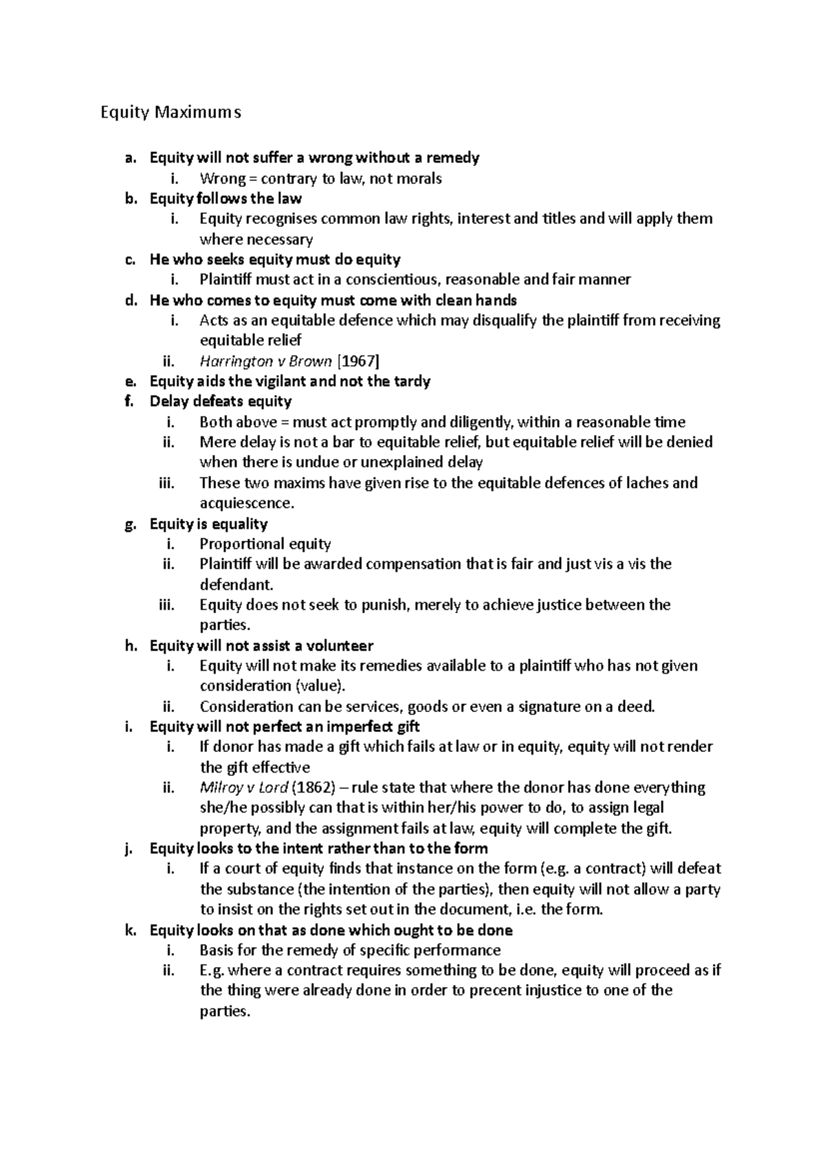 Final Exam Notes - Summary of Equity & Trusts (LAW101) - Studocu