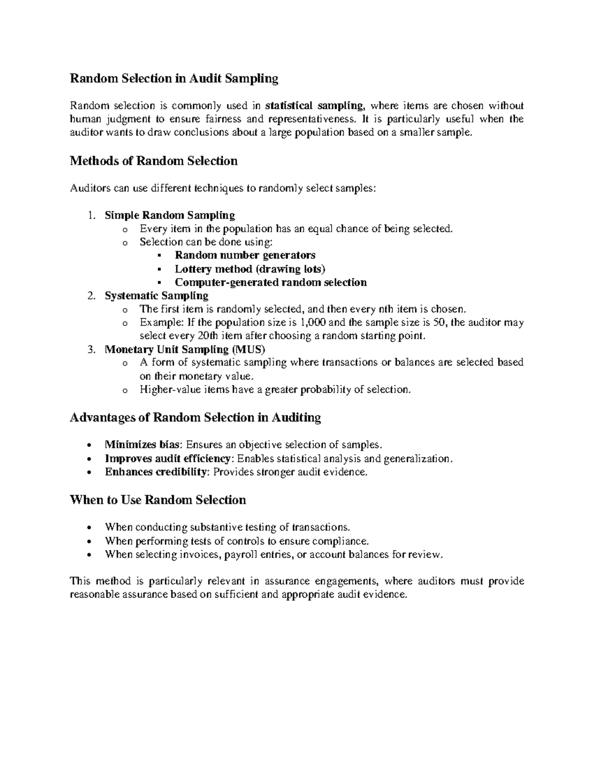 Sampling Methods - Chapter on Evidence and Sampling (AUD 101) - Studocu