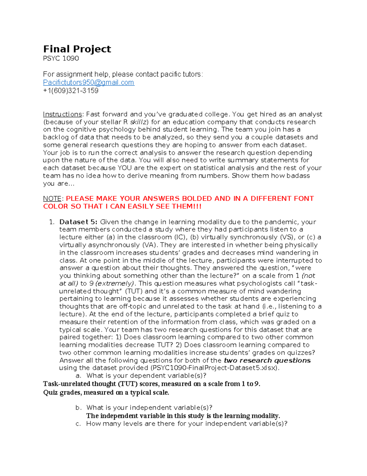 Smith psyc1090 finalproject version 3 - Final Project PSYC 1090 For ...