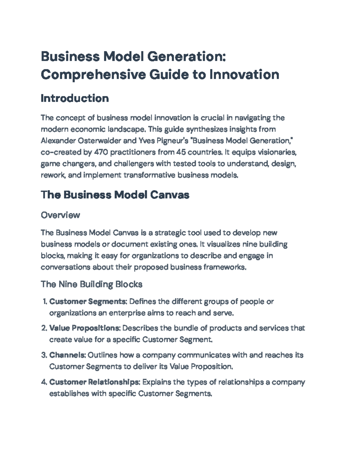 Business Model Generation: A Comprehensive Guide to Innovation ...