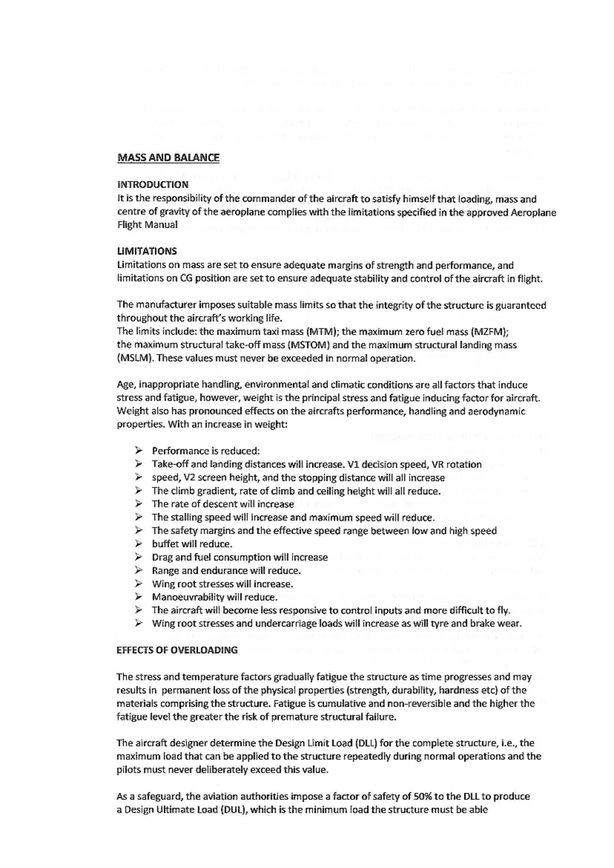 MASS AND BALANCE INTRODUCTION (M&B FOR Issue 1) - Studocu