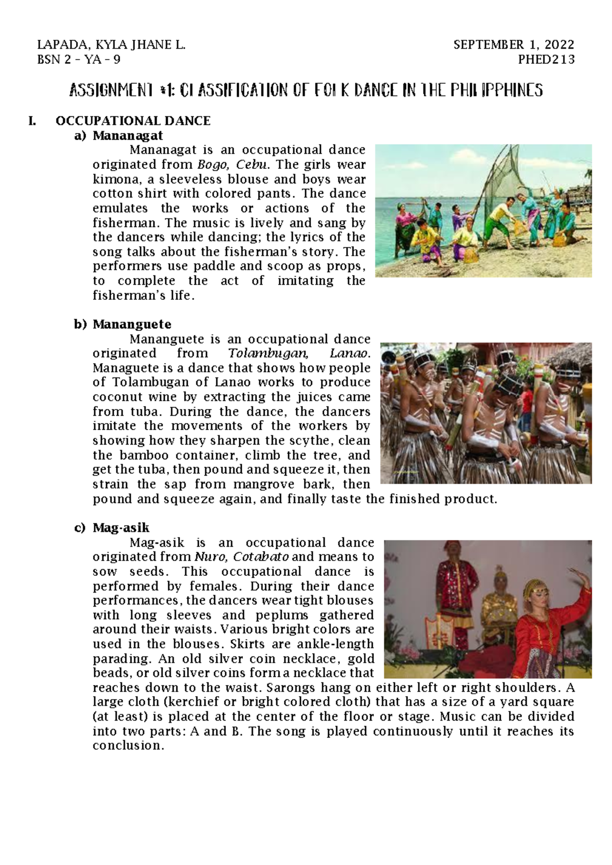 Classification of Folk Dances in the Philippines (BSN 2 – YA – 9) - Studocu