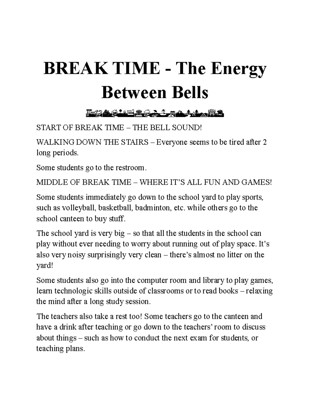 Script - Behind the Bells: A Break Time Reflection - Studocu