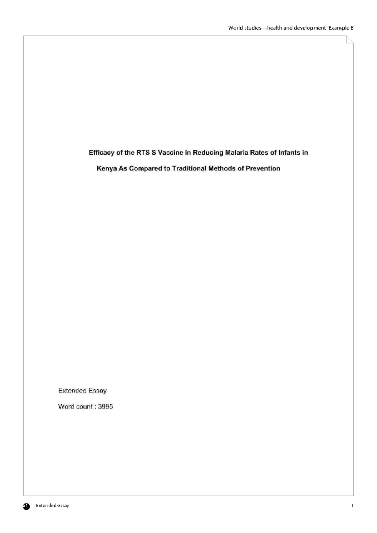 World and Development: Extended Essay Example 1 (Salud y Desarrollo ...
