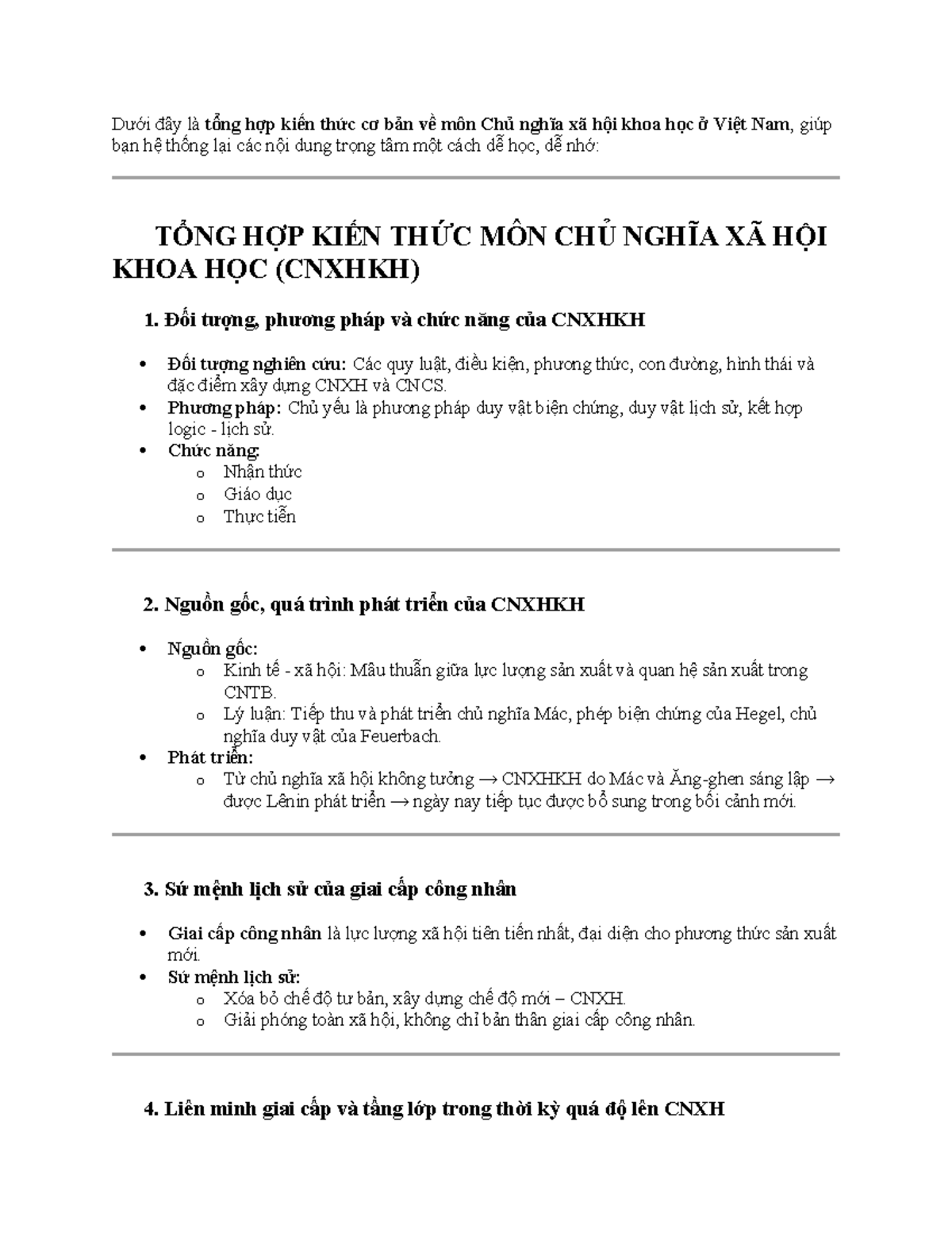 Tổng hợp kiến thức môn CNXH Khoa học (CNXHKH) tại Việt Nam - Studocu