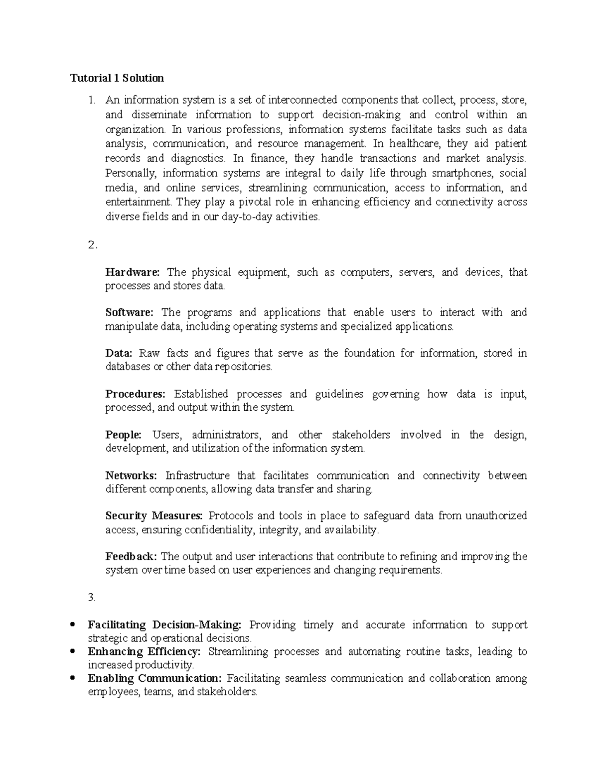 CS101 Week 1 Tutorial Solutions: Understanding Information Systems ...