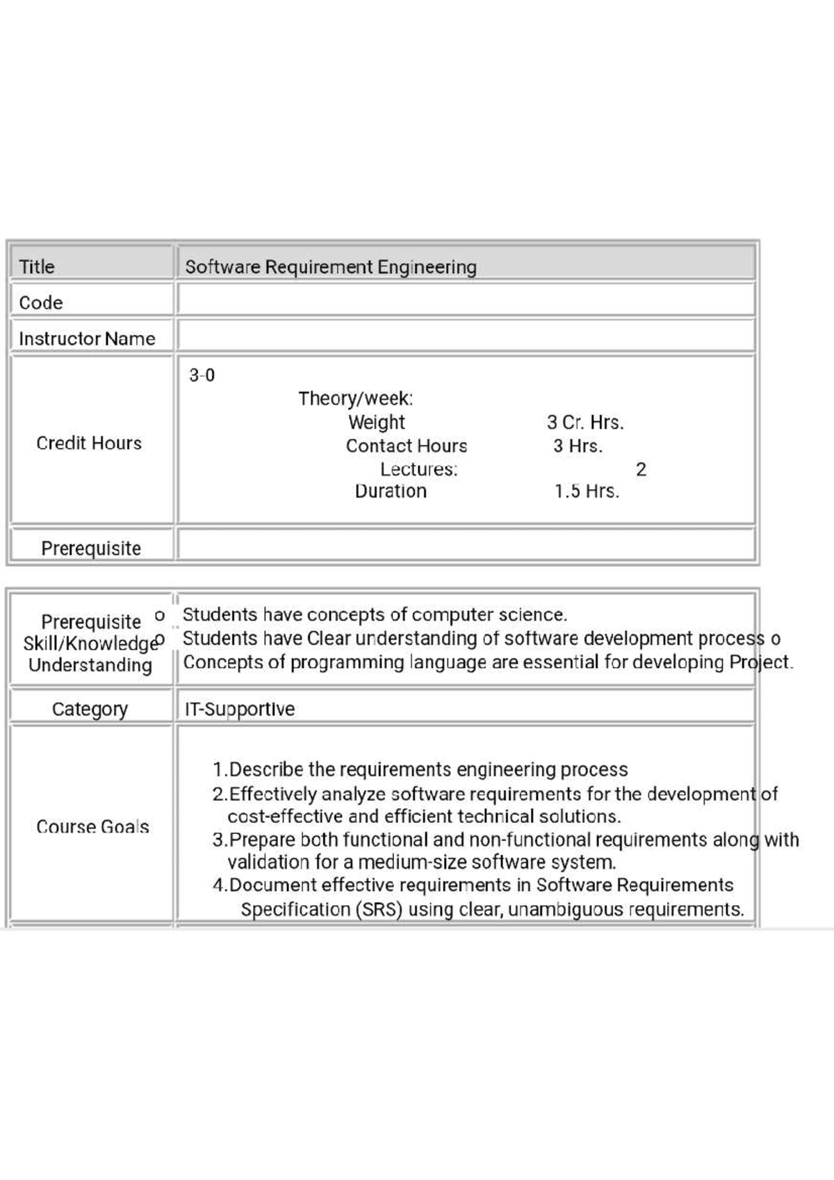 IT-223 - Software Requirements Engineering Course Overview and Goals ...