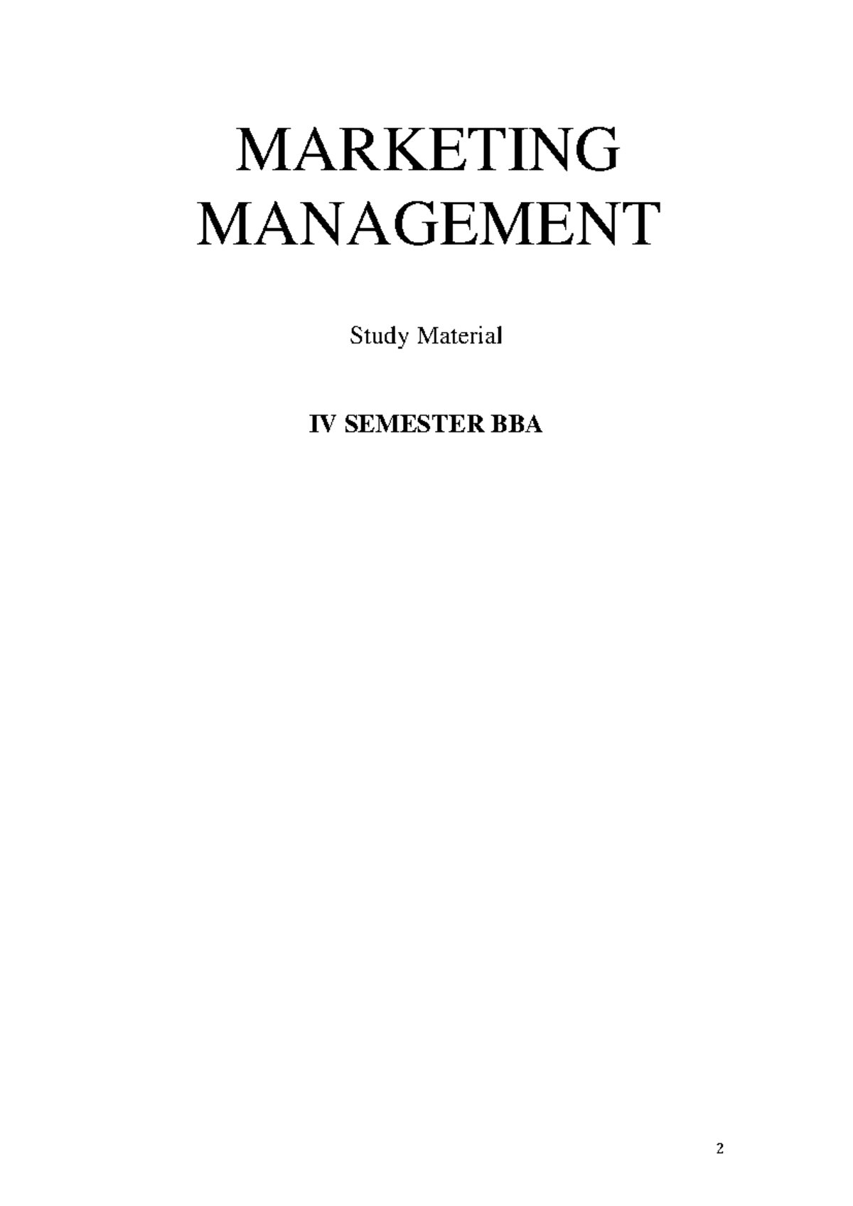 BBA IV Sem Marketing Management Study Notes: Key Concepts & Insights ...