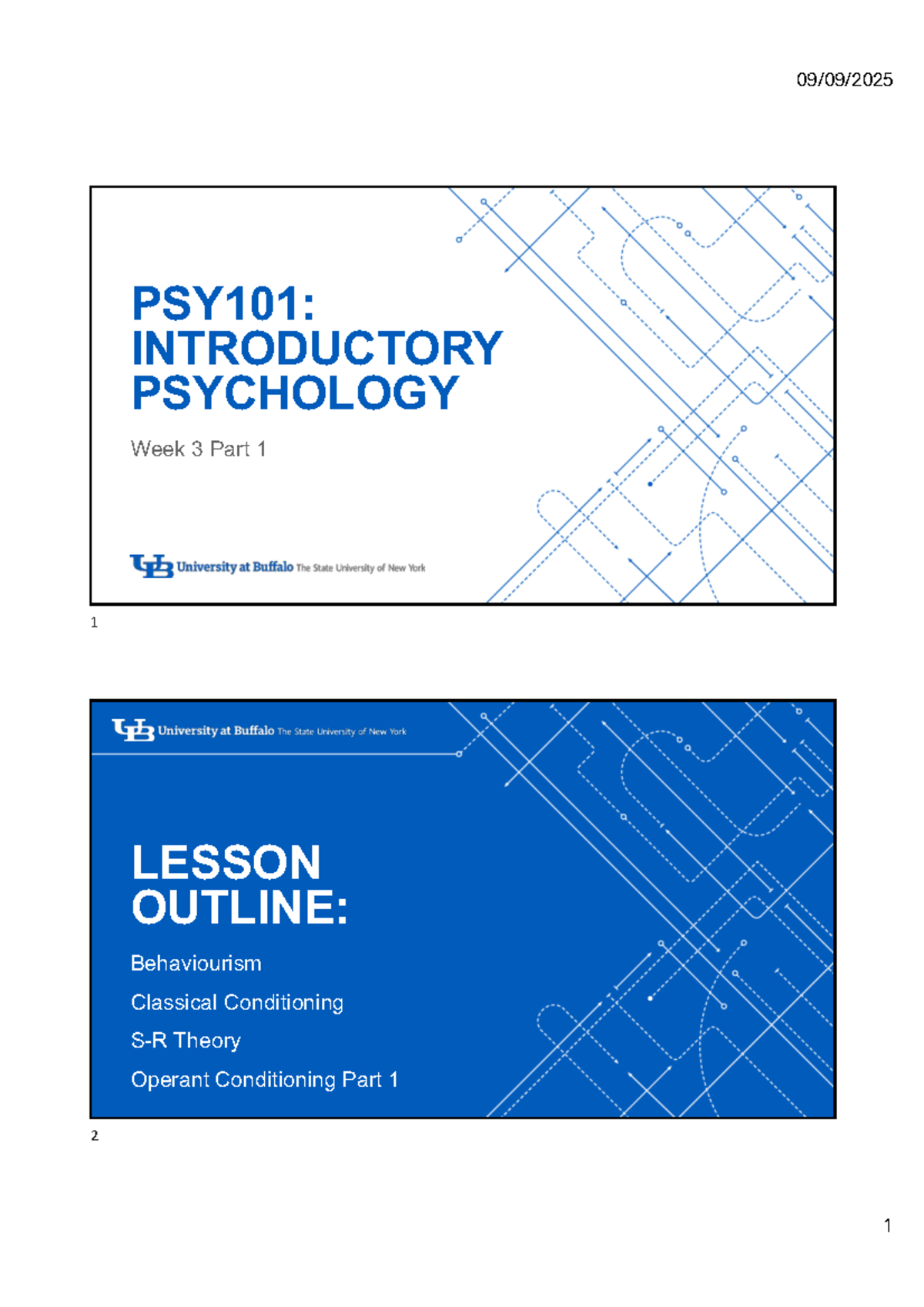 Fall 2025 PSY101 Week 3 Part 1: Behaviourism & Conditioning Theories ...