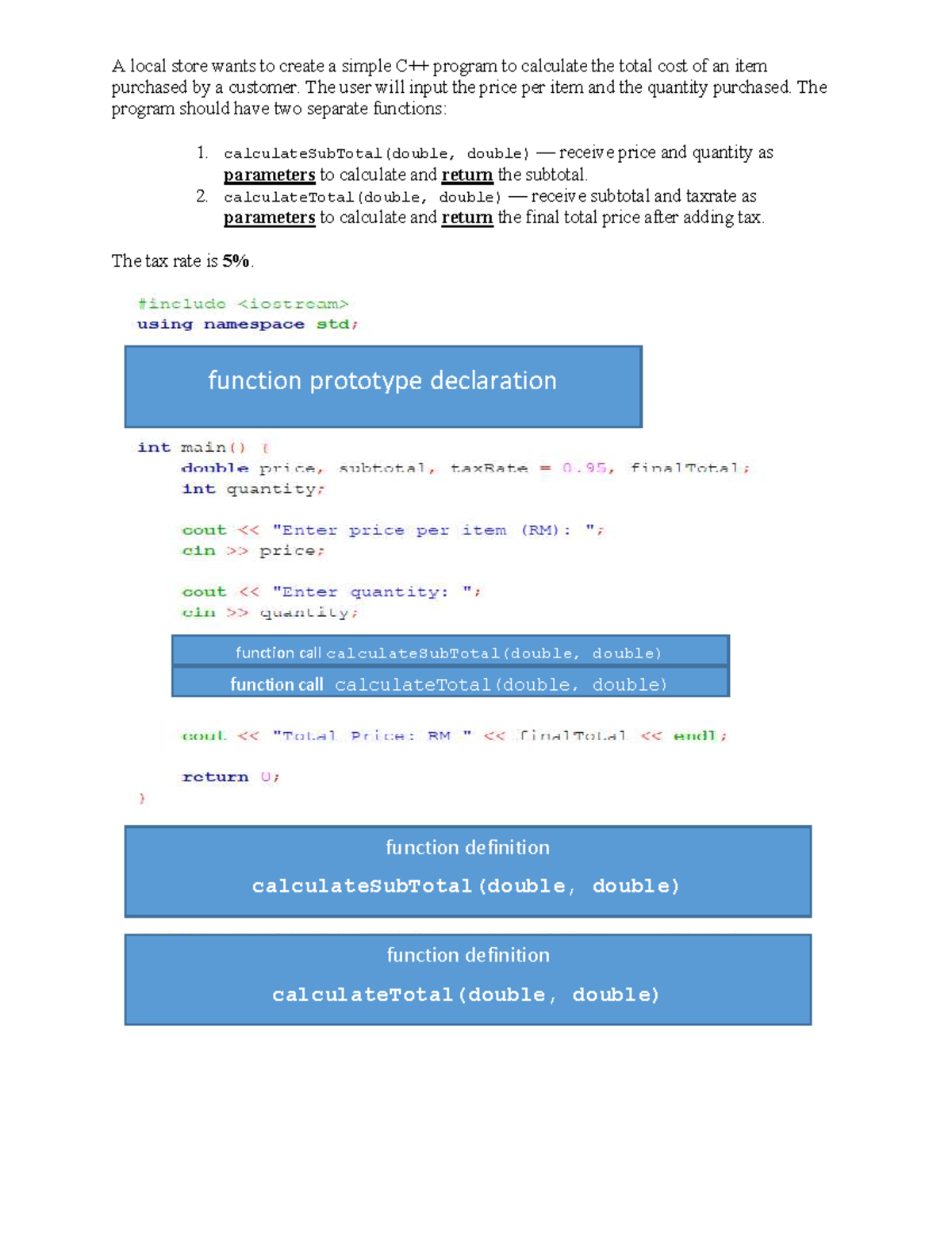 Function Lecture Exercise - A local store wants to create a simple C++ ...