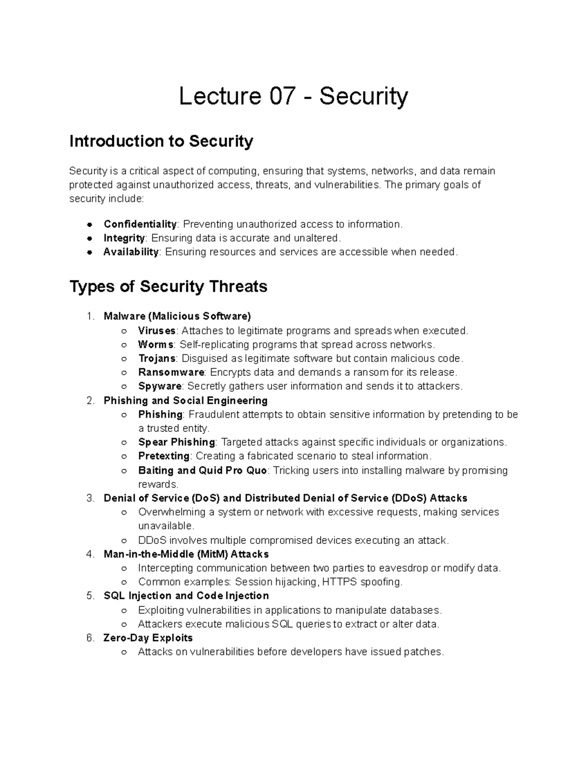 Web Systems Security Basic Notes - Lecture 07 - Security Introduction ...