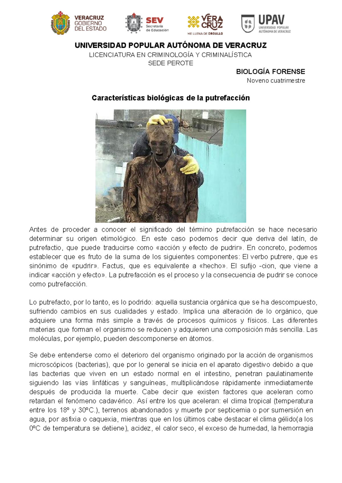 Putrefacción y sus Fases en Biología Forense - Crim 9° Cuatrimestre ...