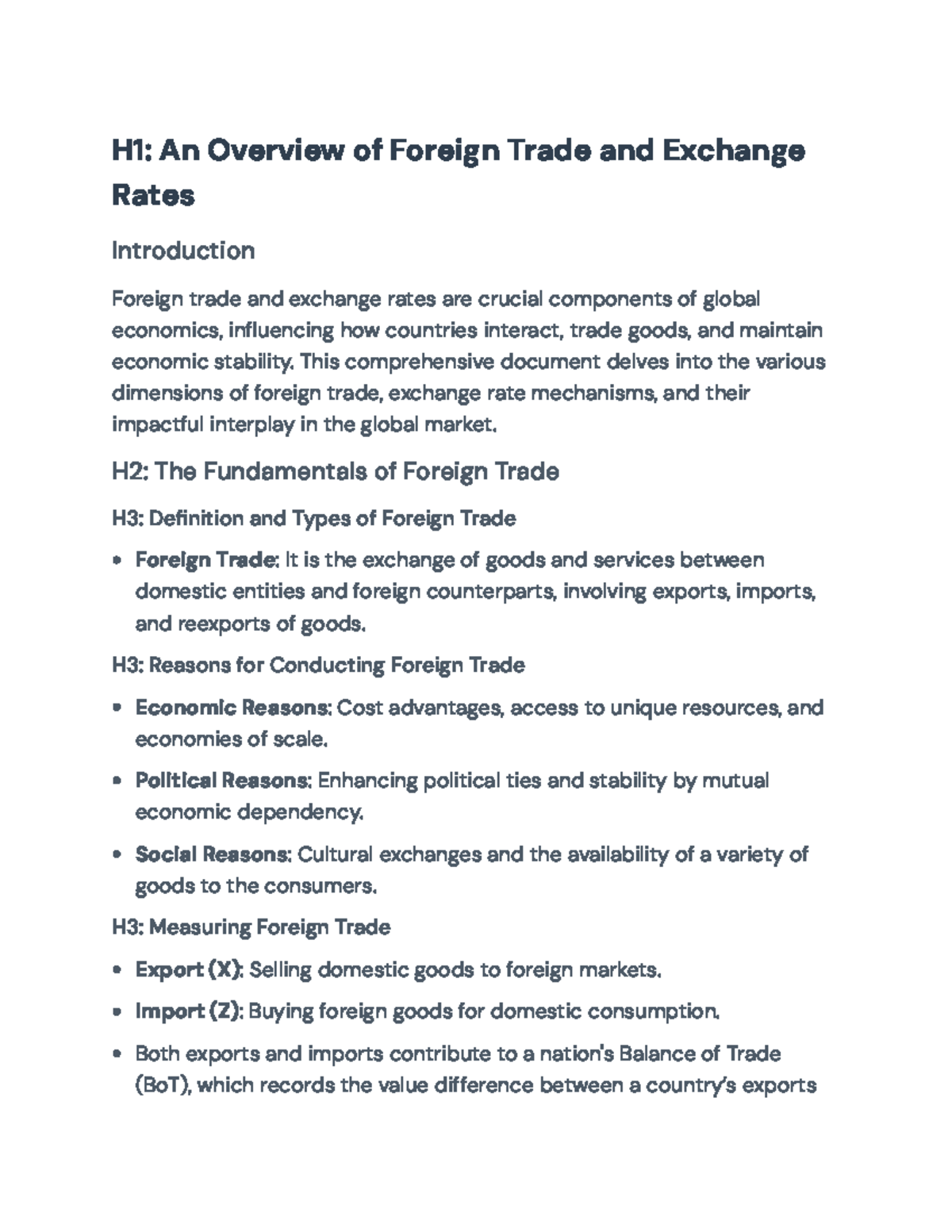 Comprehensive Study of Foreign Trade & Exchange Rates Analysis - Studocu