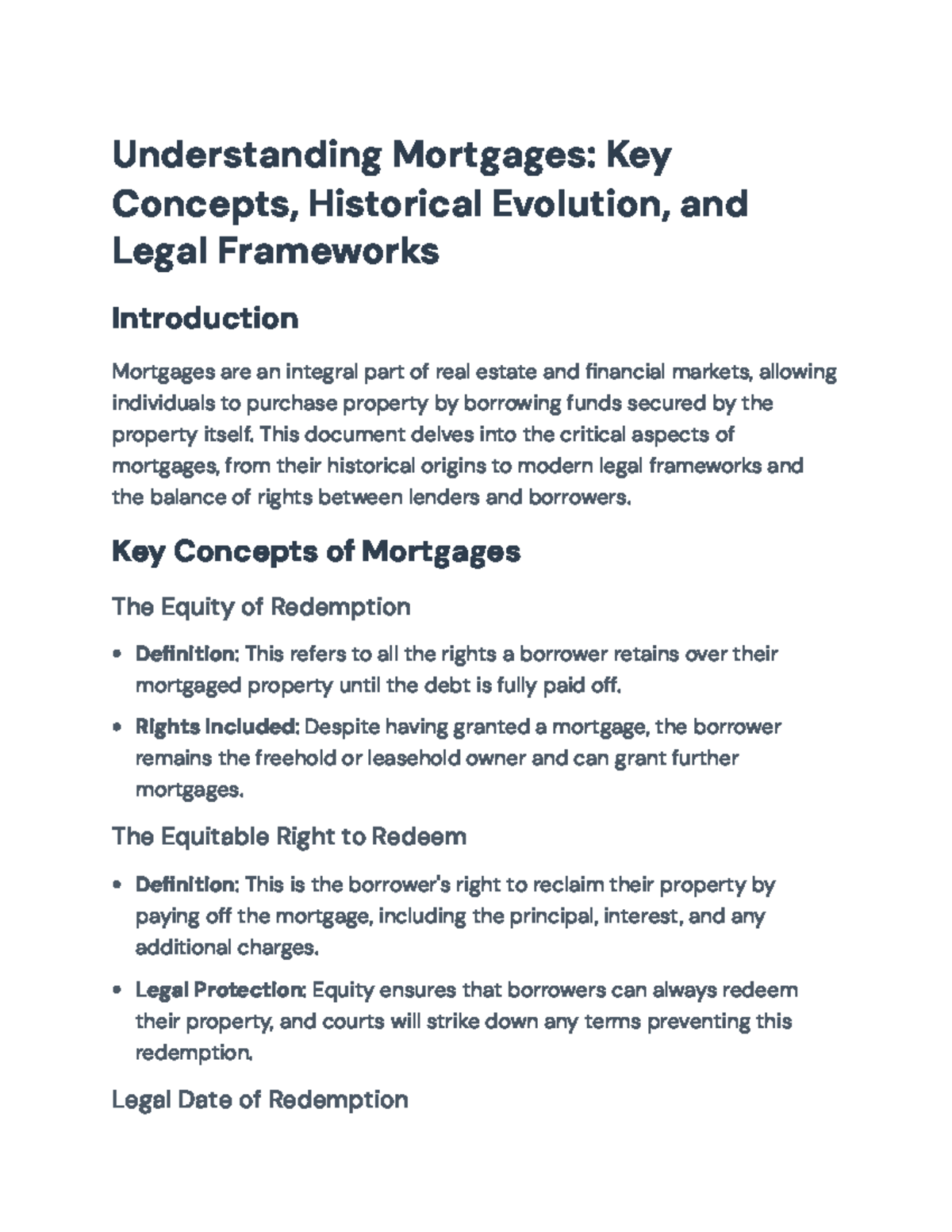 Understanding Mortgages: Key Concepts & Legal Frameworks (Course Code ...
