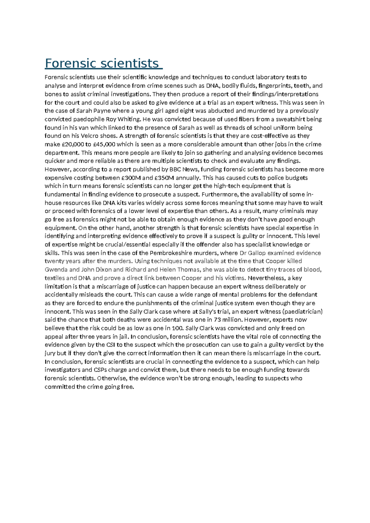 Forensic Scientists: A.C 1.1 Insights on Evidence Analysis and ...