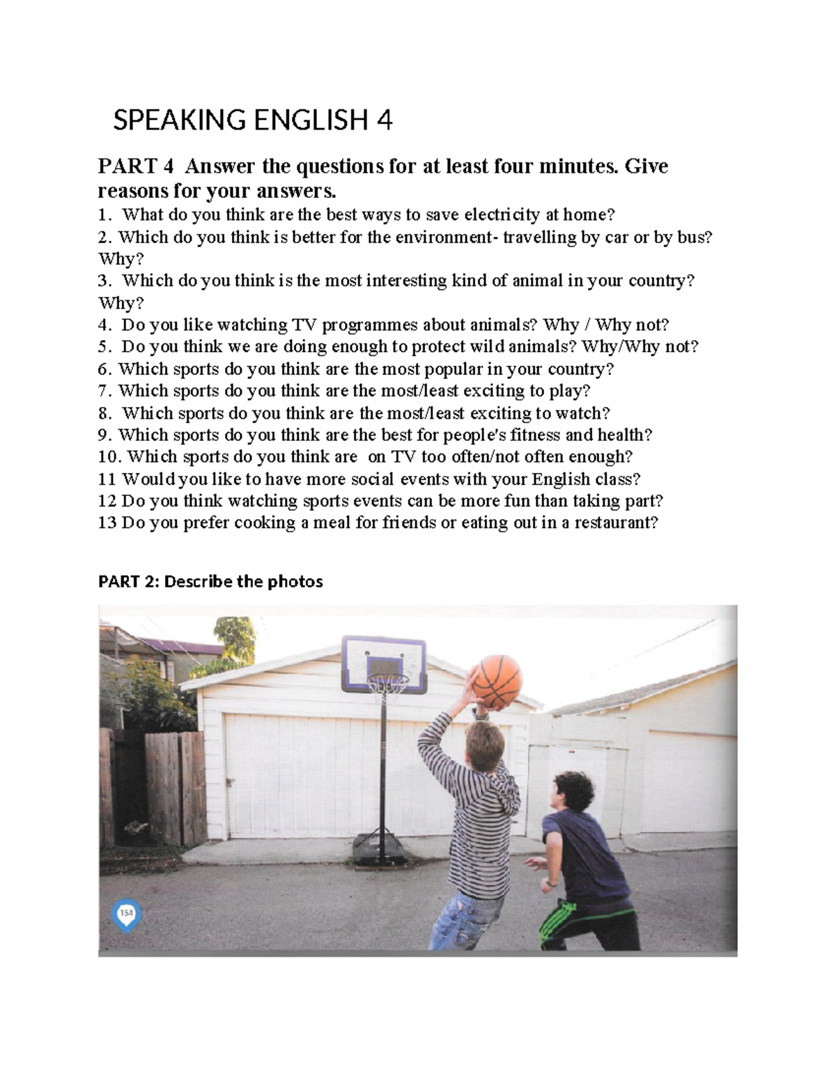 Speaking English 4: Discussion Topics and Photo Descriptions - Studocu