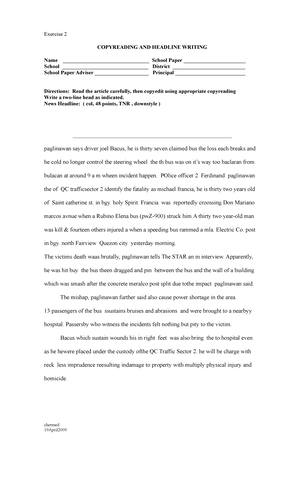 Copyreading 10 - An activity sheet for copy reading. - District 3 ...