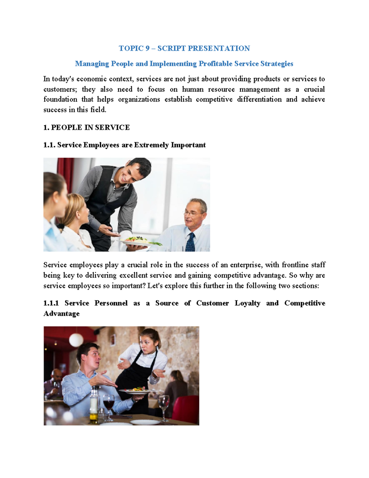 Script Topic 9 - People AND Service Quality - TOPIC 9 – SCRIPT ...