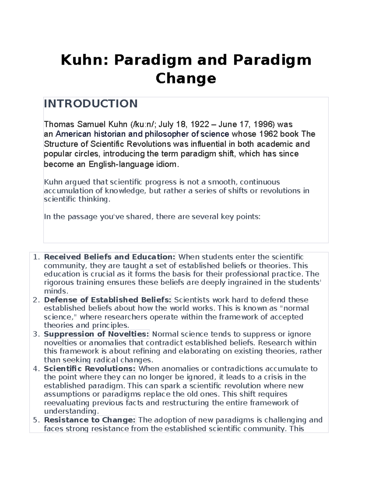 Kuhn's Paradigm Shifts: Understanding Science's Evolution (PHI 305 ...