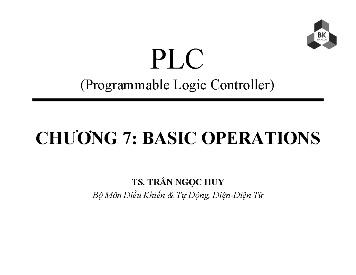 C7 - Basic Operations in PLC Programming and Date Management - Studocu