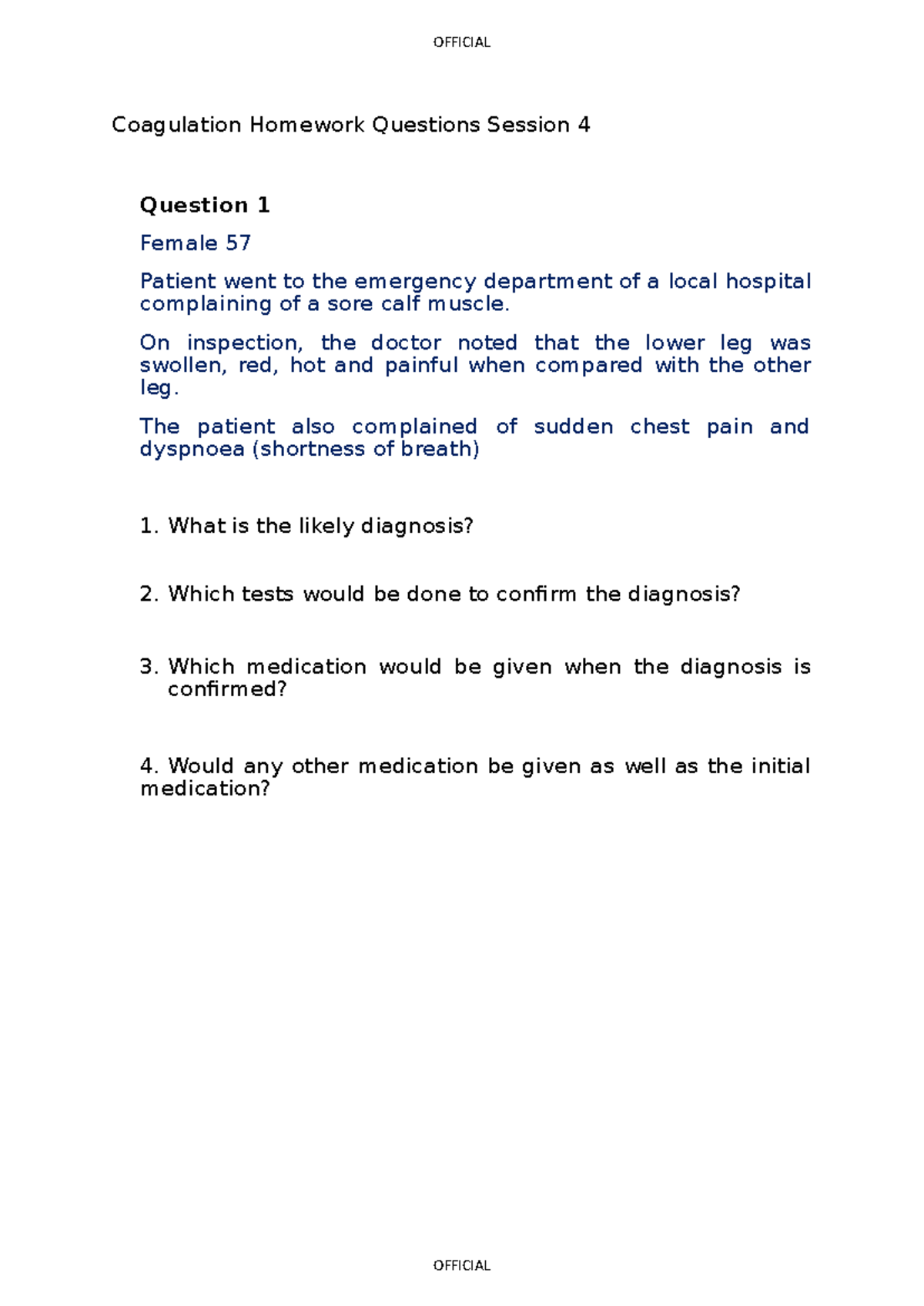 Coagulation Homework Questions (Session 4) - Key Cases & Calculations ...