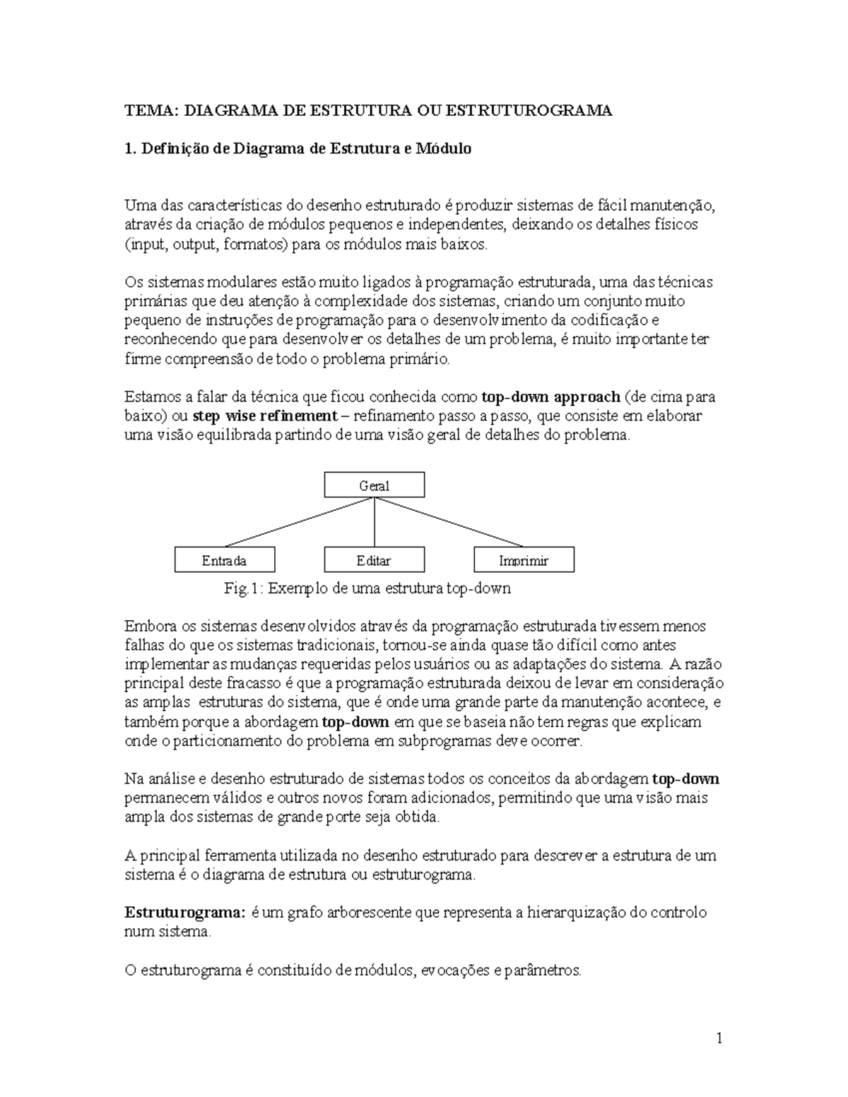 Tema 8: Diagrama de Estrutura e Módulos em Programação Estruturada ...