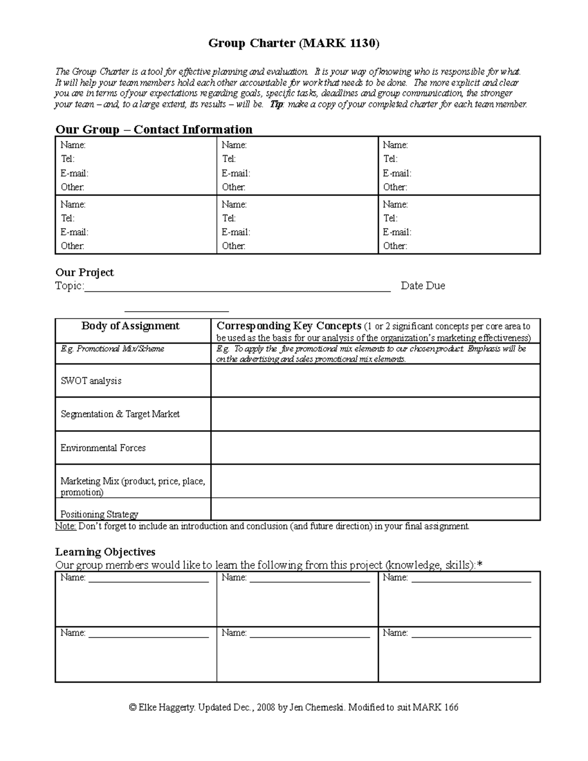 Group Charter MARK1130 - Group Charter (MARK 1130) The Group Charter is ...
