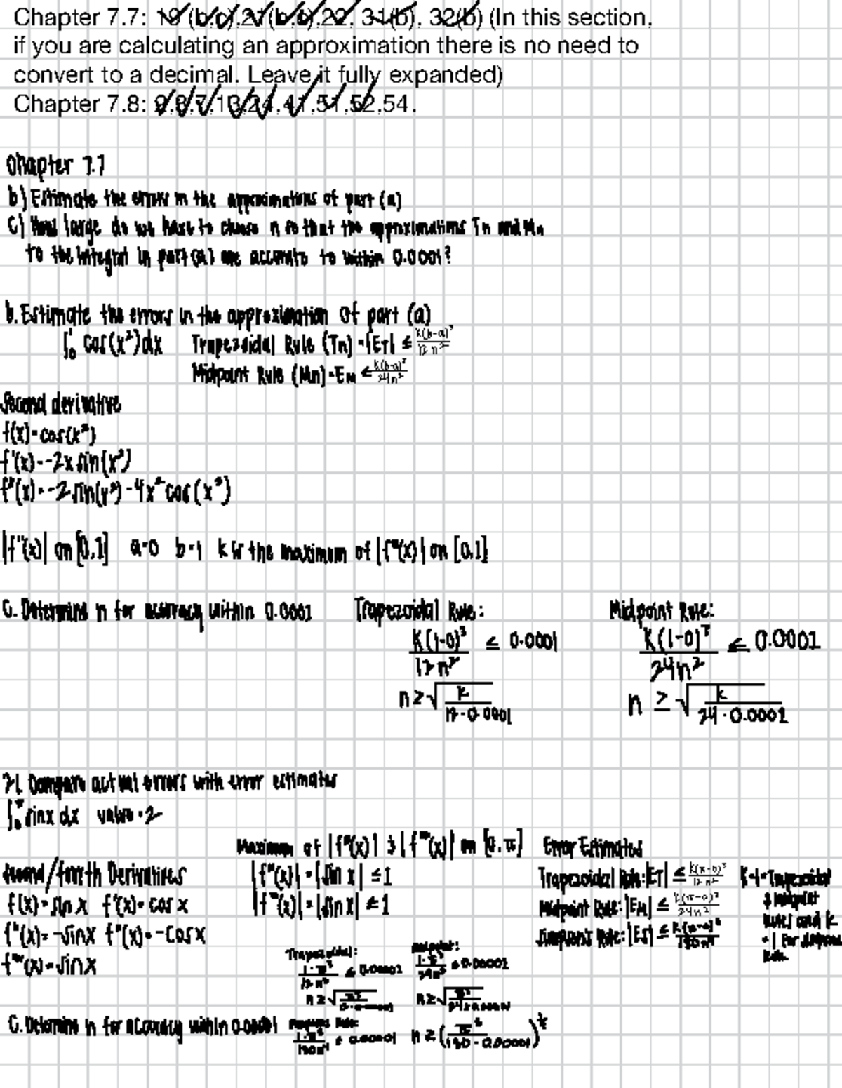 Math 1b HW 4 - Chapter 7 Problem Solutions and Error Estimates - Studocu