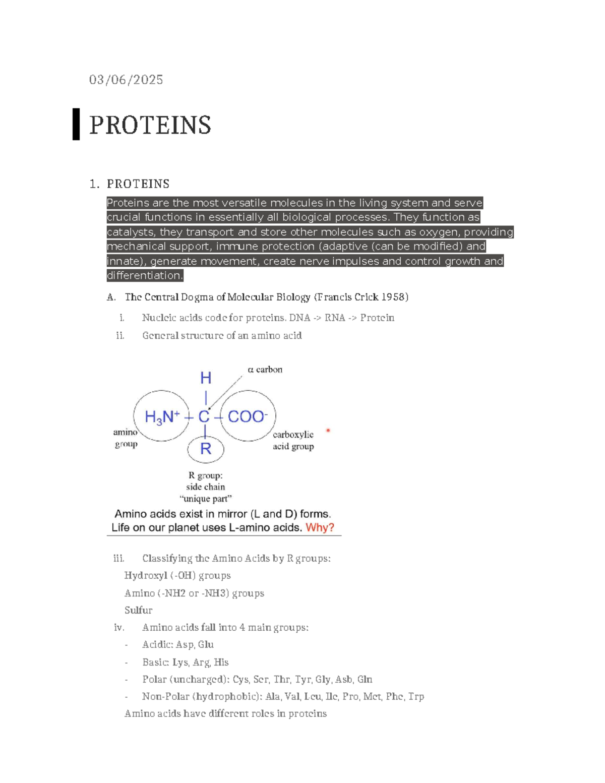 BIOC2101 Lecture 1: Overview of Protein Structure and Function - Studocu