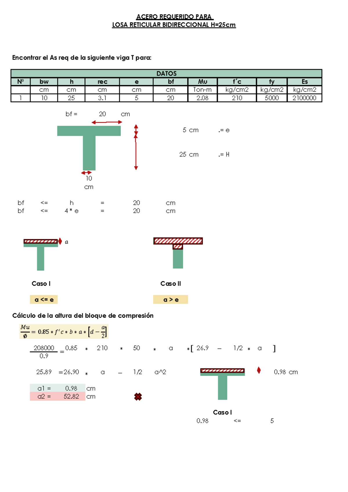 Diseño de Losa Reticular Bidireccional con Acero Requerido - Document Preview