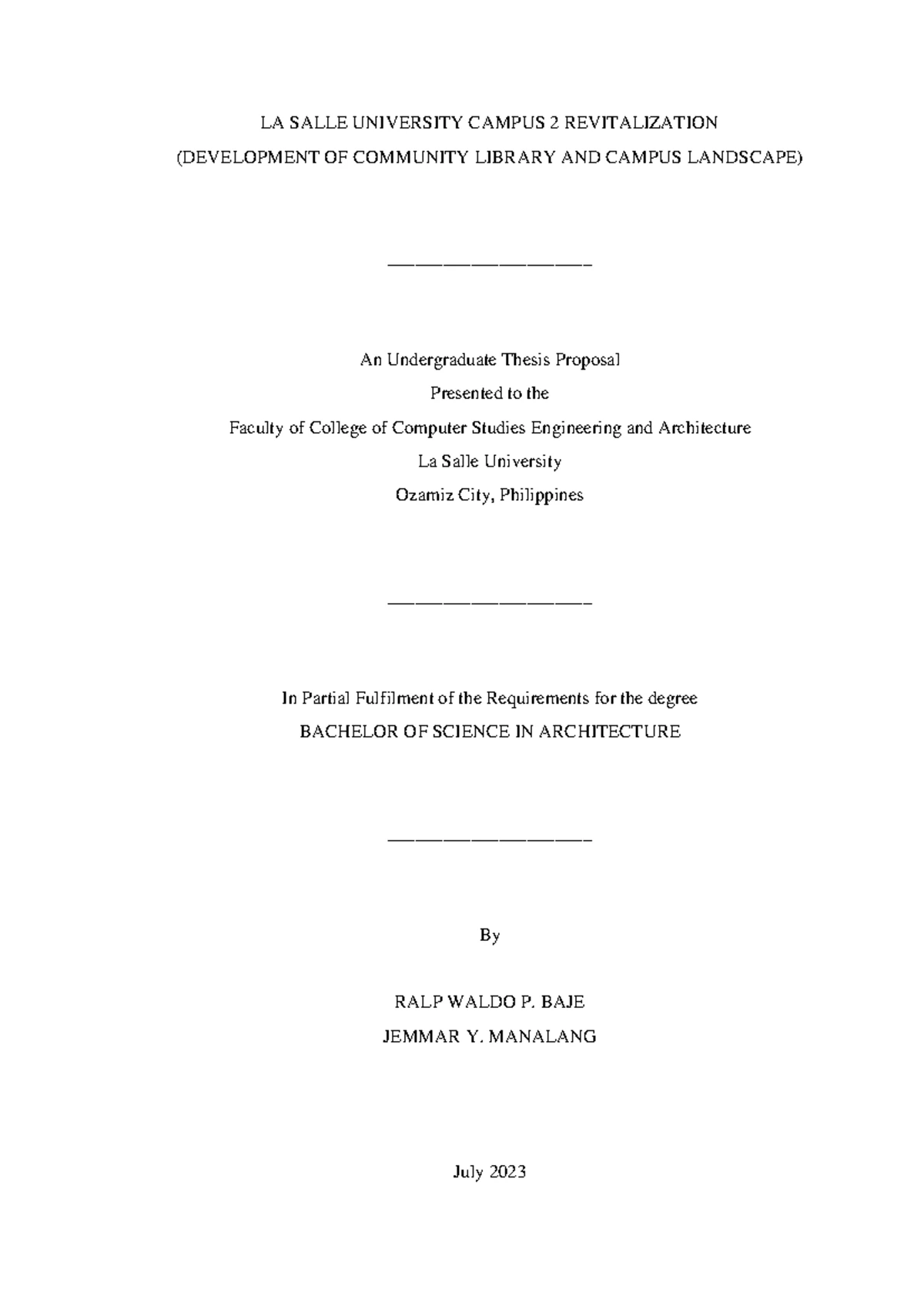 Final Thesis Manuscript BAJE- Manalang Front PAGE - bs architecture ...