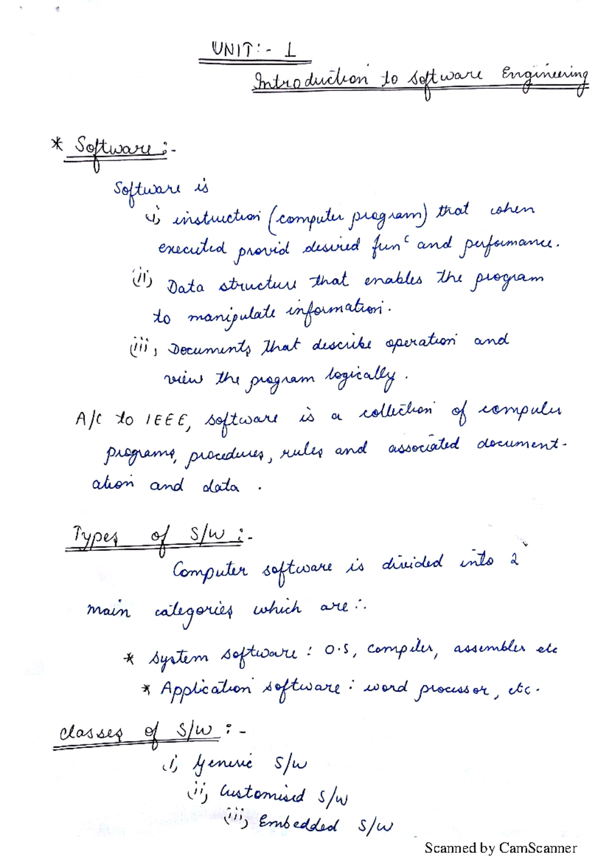 SE 1 Unit: Comprehensive Notes on Software Engineering Concepts - Studocu