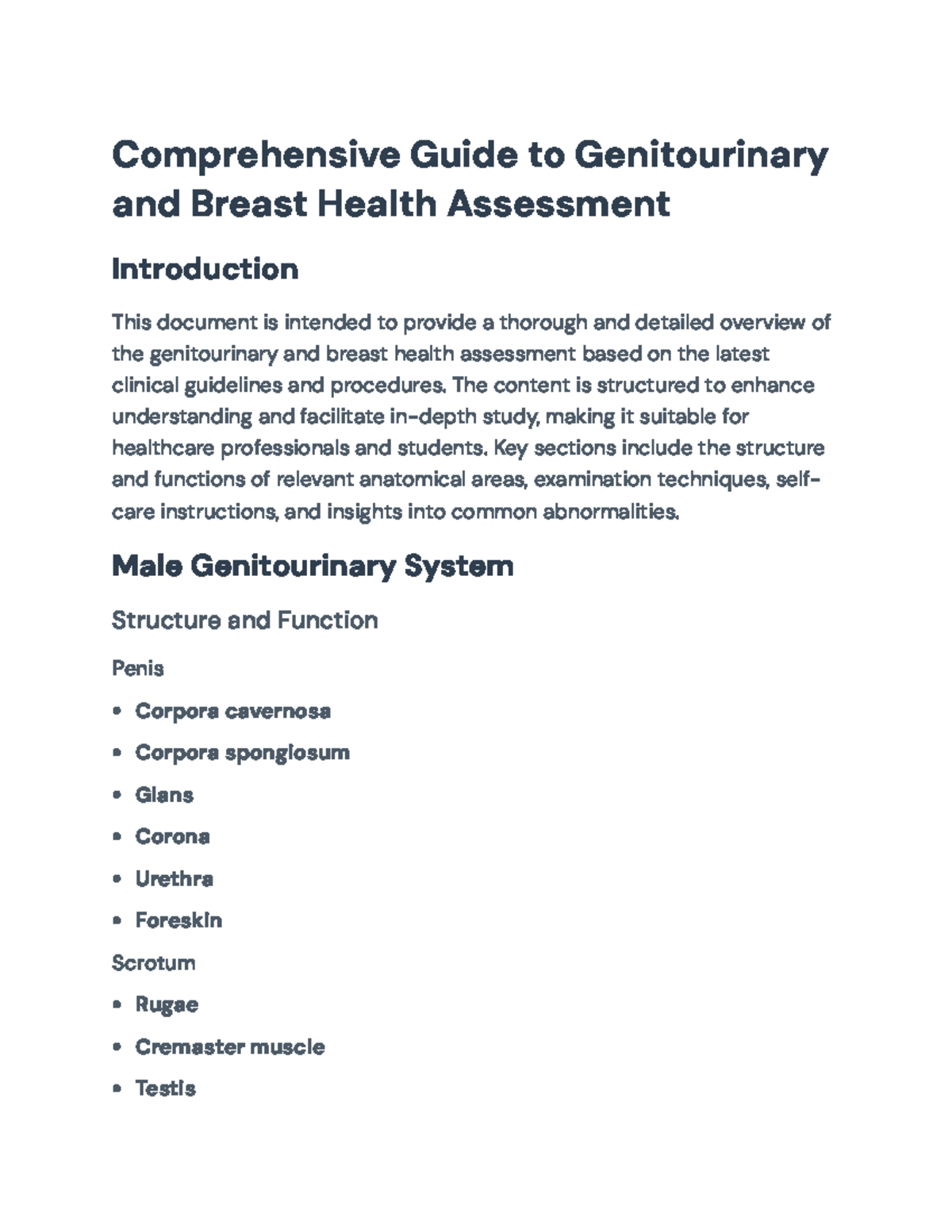 Comprehensive Guide to Genitourinary & Breast Health Assessment ...