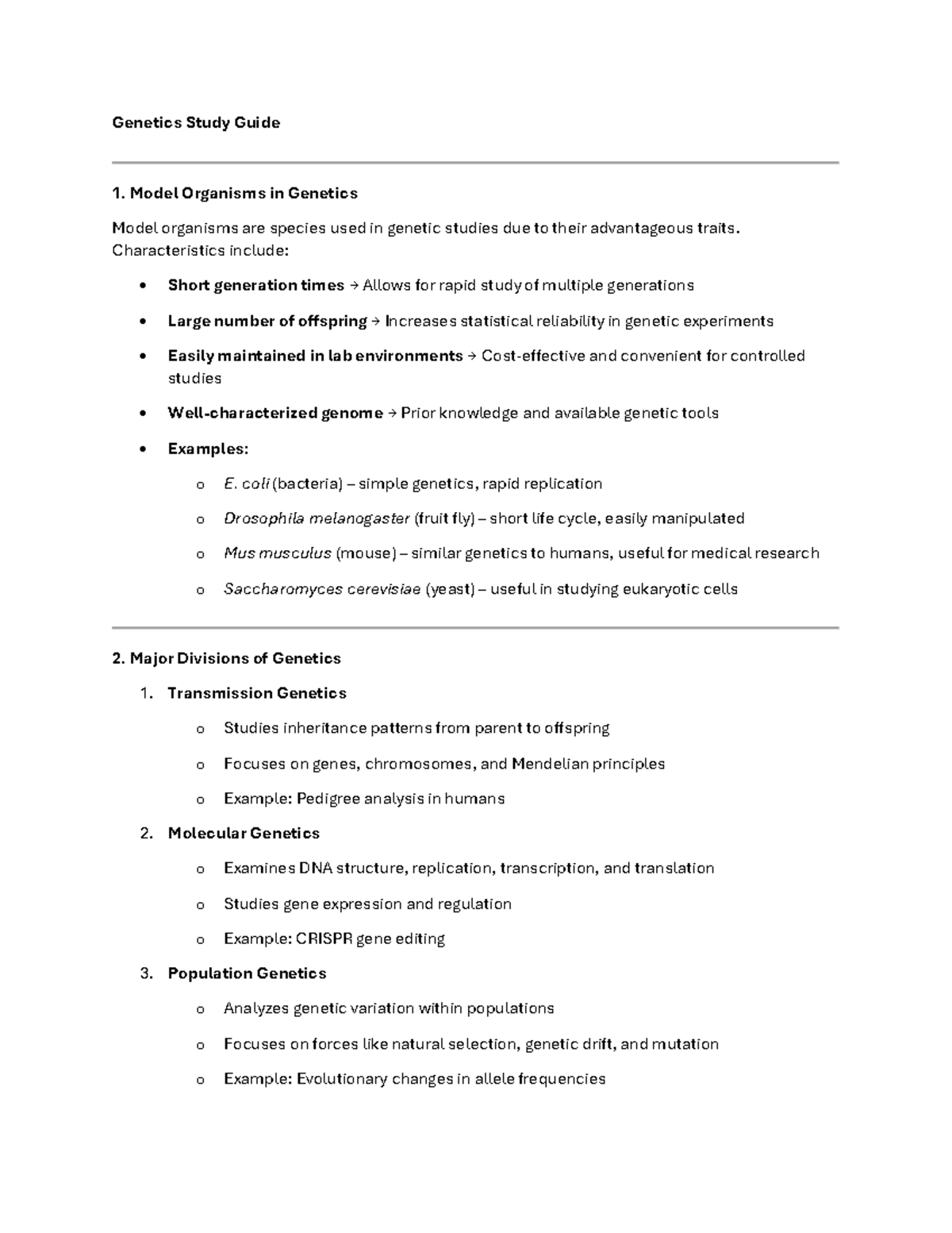 Genetics Midterm 1 Study Guide: Key Concepts and Principles - Genetics ...