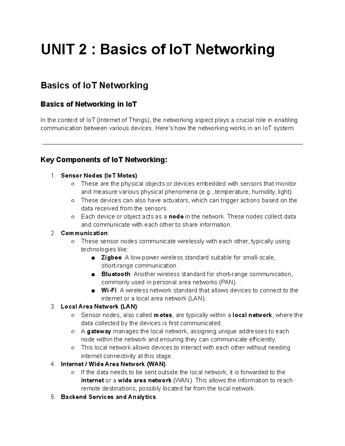 UNIT 2: Fundamentals of IoT Networking and Communication - Studocu