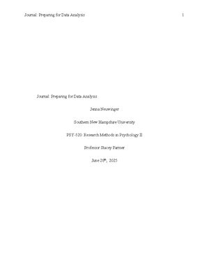 Research Methods in Psychology II: Data Analysis Journal - Studocu