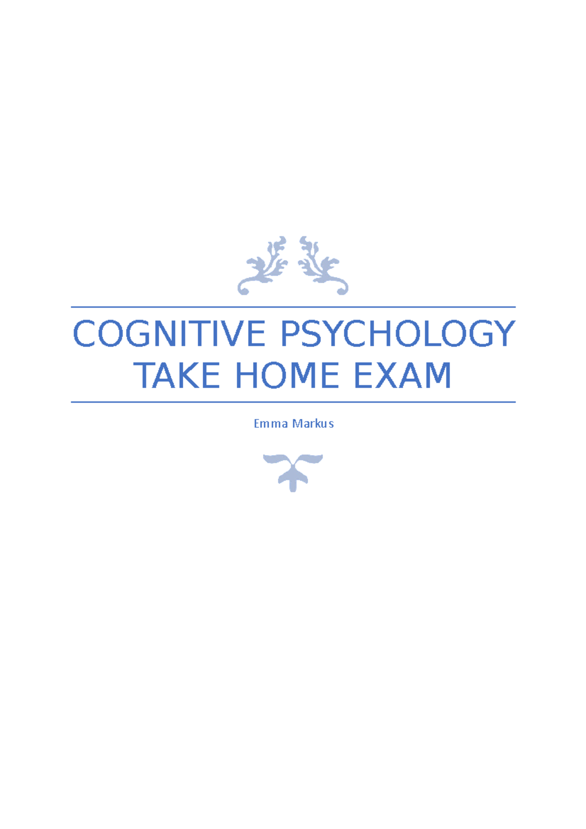 Cognitive Psychology (Course Code) - Take Home Exam Insights - Studeersnel