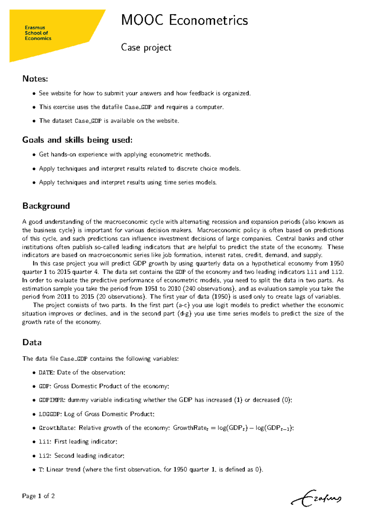 Case-Project-GDP round 2 - MOOC Econometrics Case project Notes: See ...