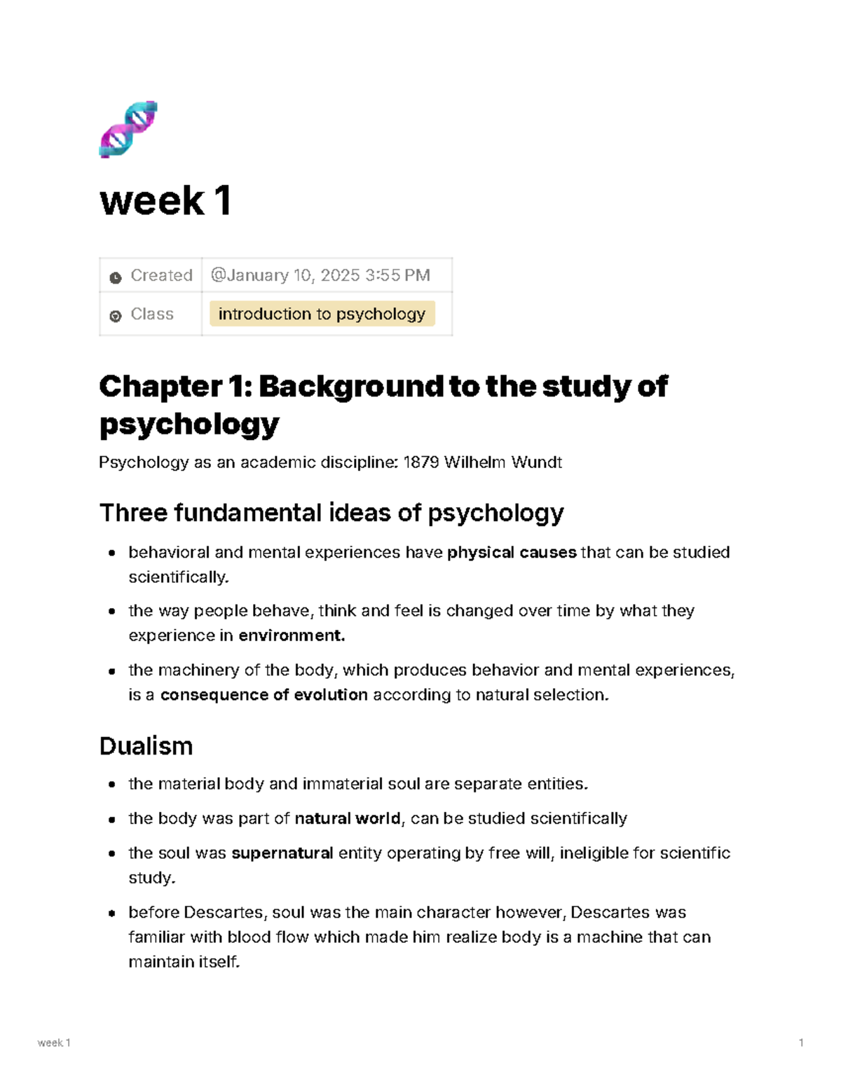PSY 101: Intro to Psychology Week 1 Summary and Key Concepts - Studeersnel