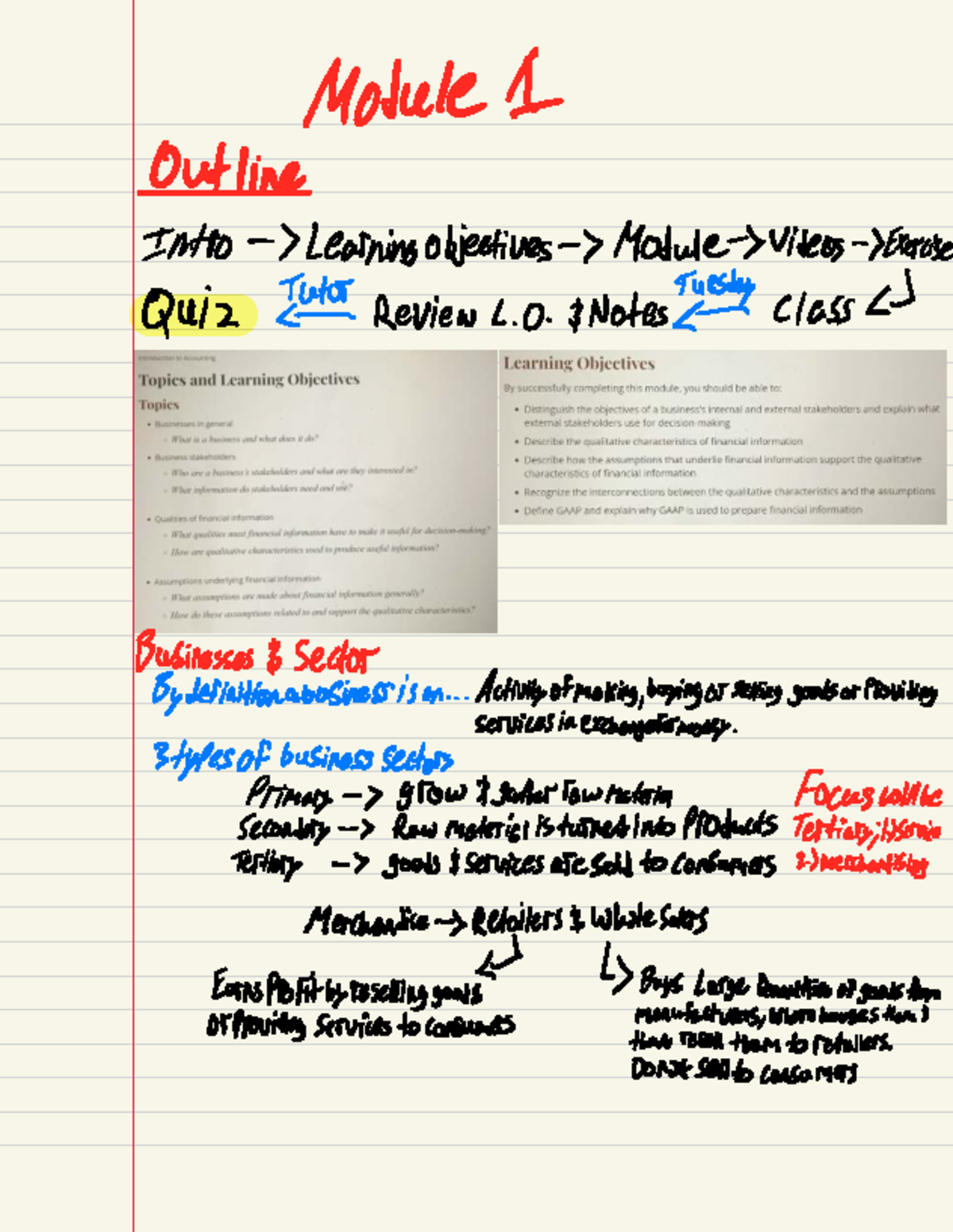 Module 1 - Intro Quiz & Learning Objectives Notes - Studocu