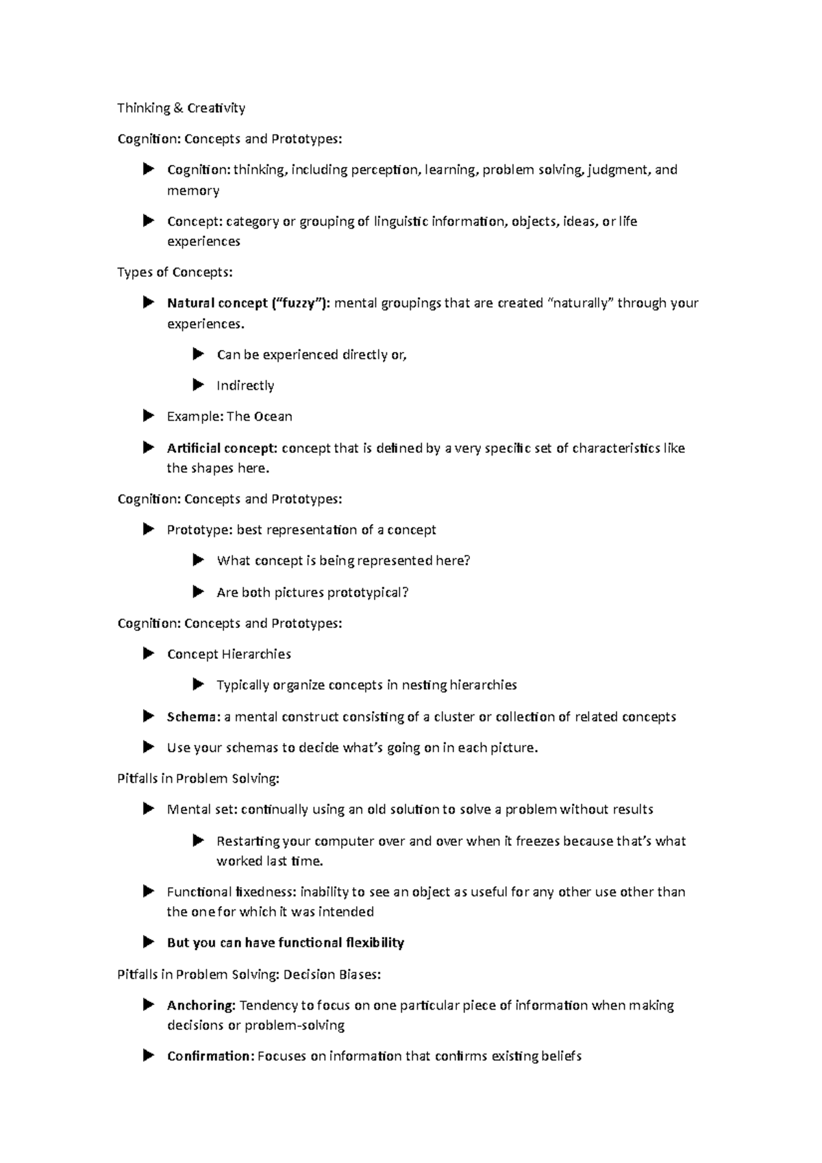 Cognition & Creativity: Concepts, Prototypes & Problem Solving Notes ...