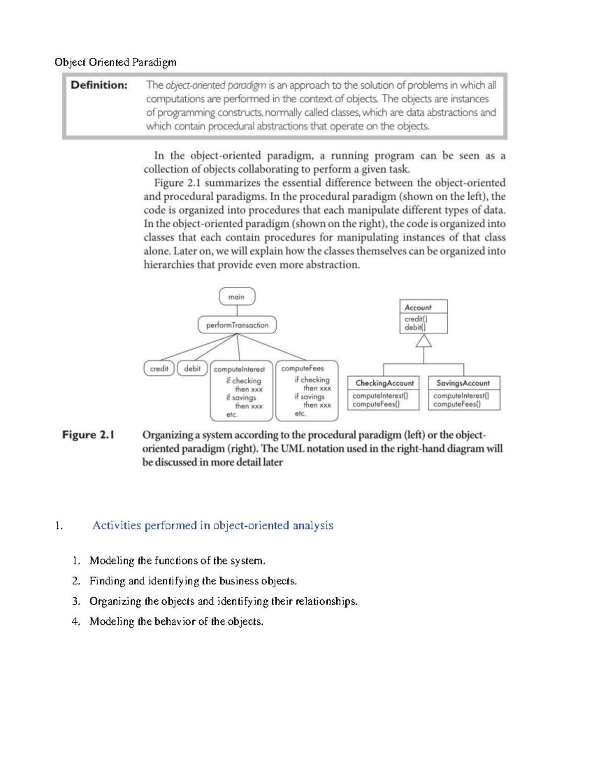 OOSD Full Notes - Object Oriented Paradigm 1. Activities performed in ...