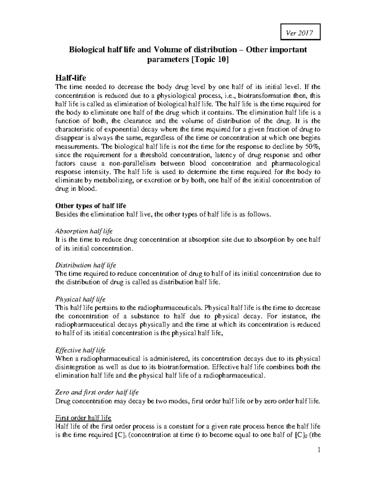Biological Half-Life & Volume of Distribution: Key Pharmacokinetic ...