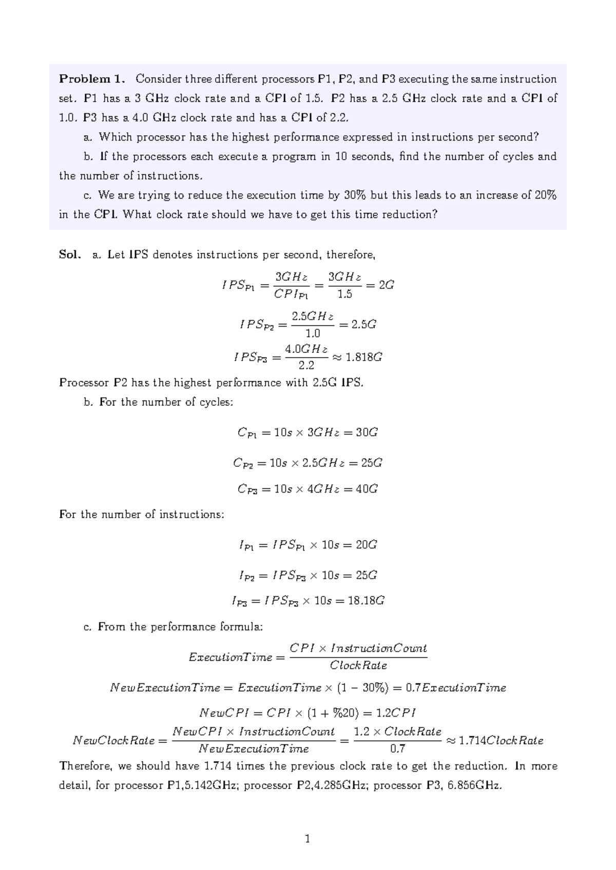 Homework 1 - Processor Performance Analysis and Solutions - Studocu