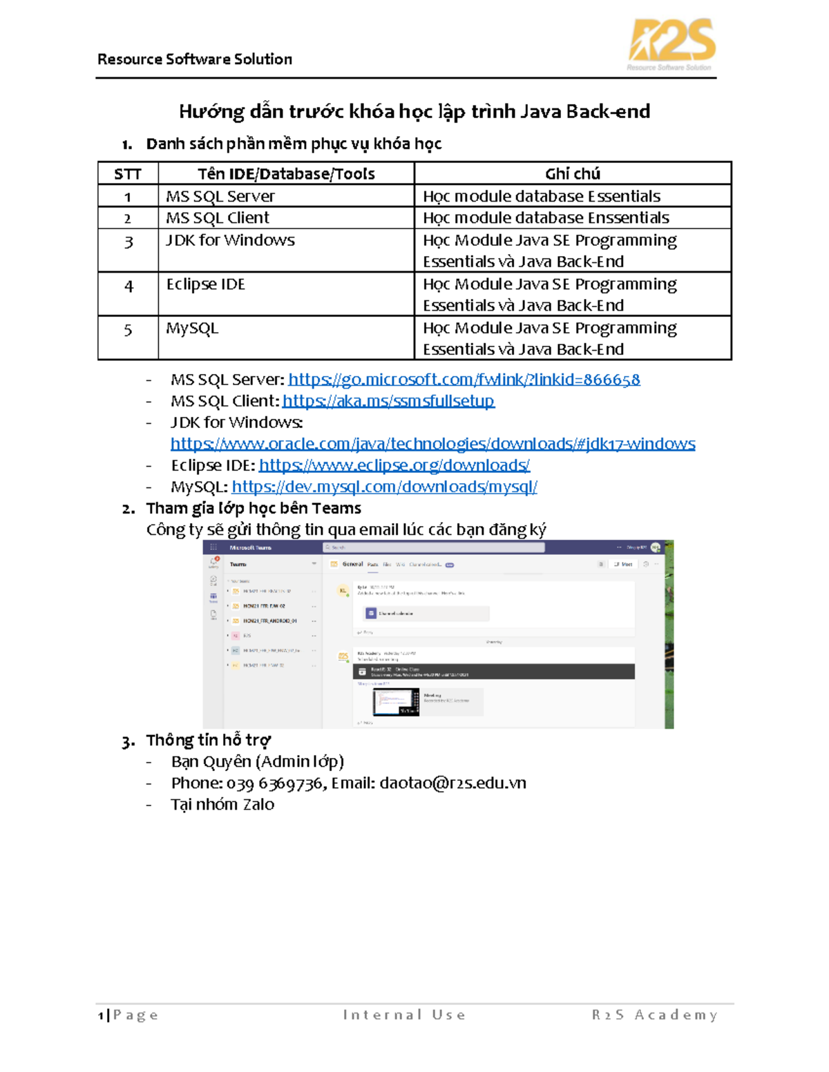 R2S Java Back-end Guide - Resource Software Solution 1 | P a g e I n t ...