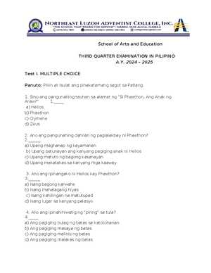 EXAM BIB - Exam in bible - School of Arts and Education THIRD QUARTER ...